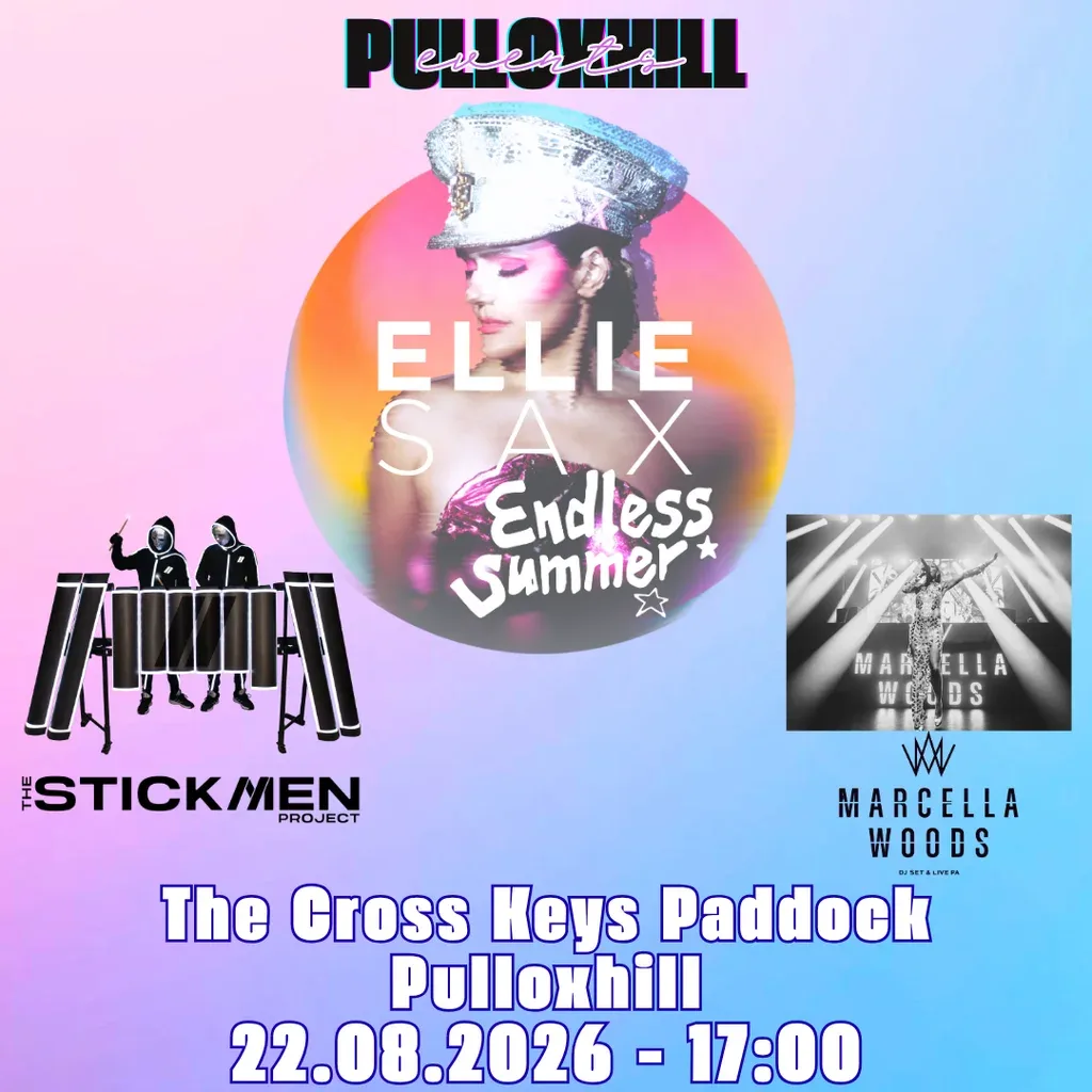 Flyer for Pulloxhill Events 2026 - Ellie Sax Endless Summer