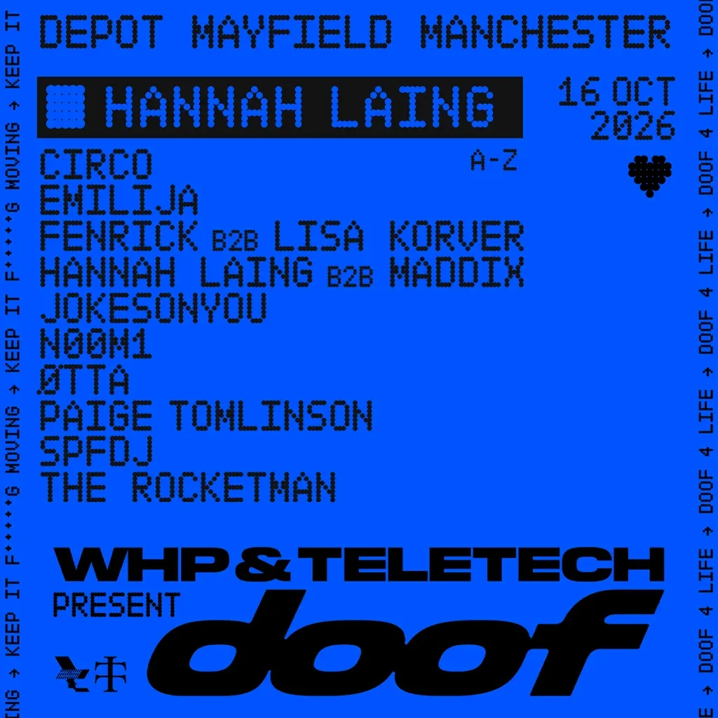 Flyer for WHP + Teletech presents DOOF - Hannah Laing + Guests