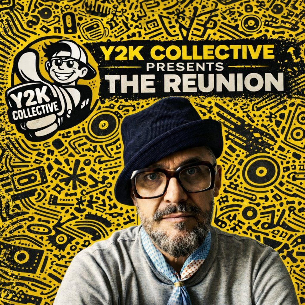 Flyer for Y2K Reunion w/ Justin Robertson