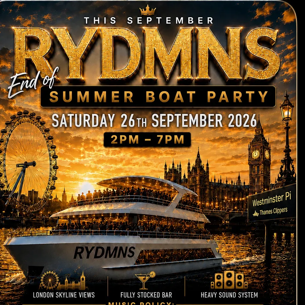 Flyer for Rydmns End of summer Boat party