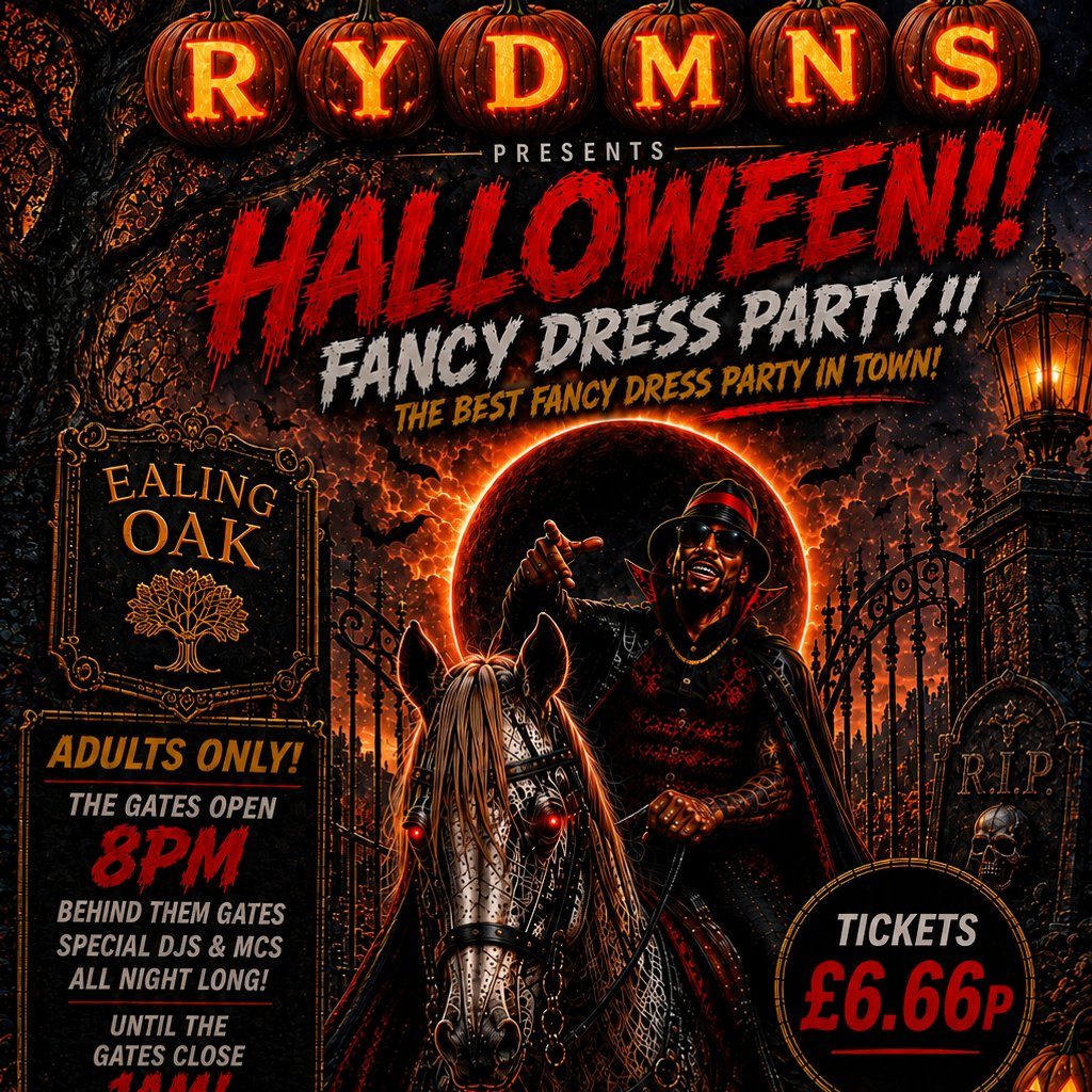 Flyer for Rydmns Halloween party