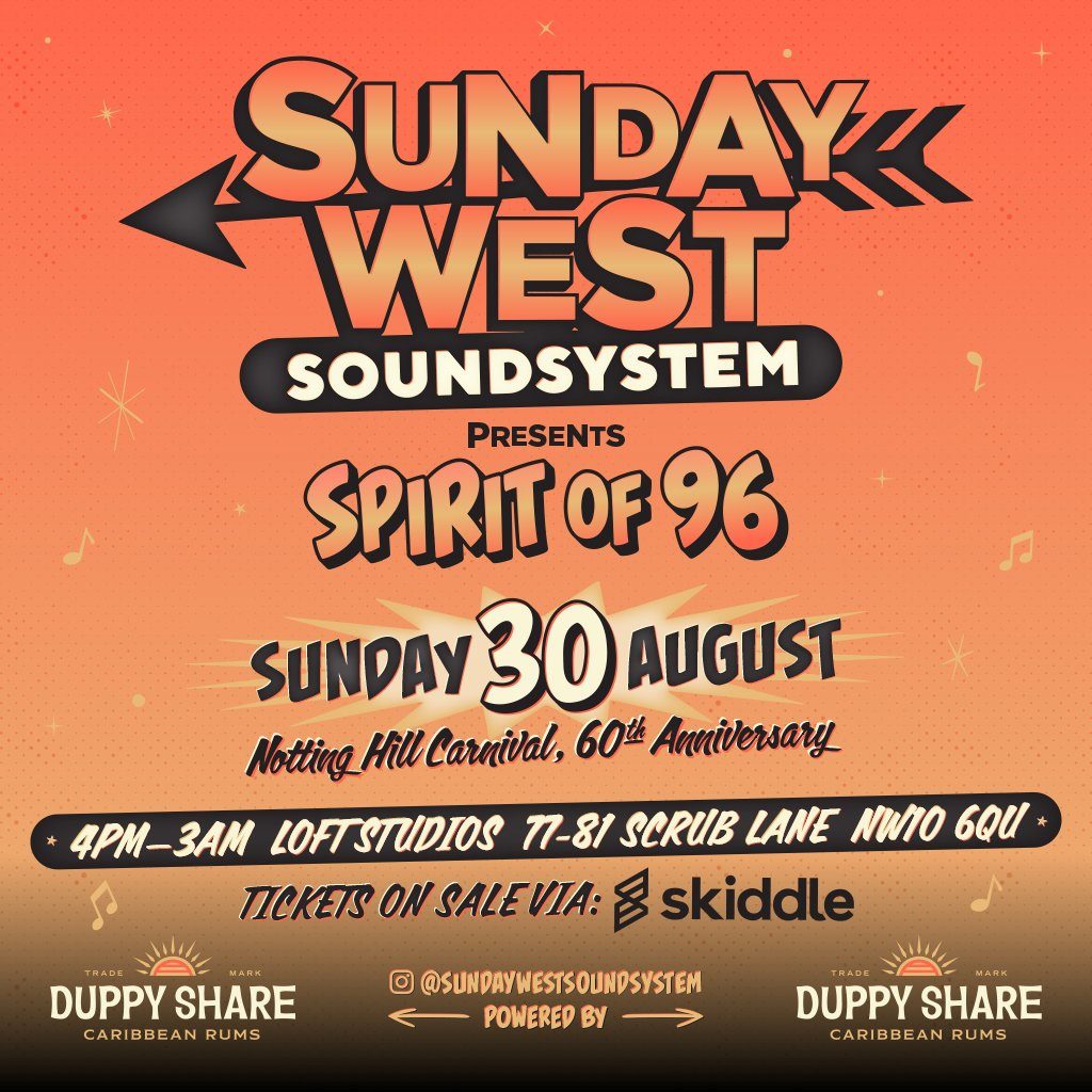 Flyer for Sunday West Soundsystem at Notting Hill Carnival 2026