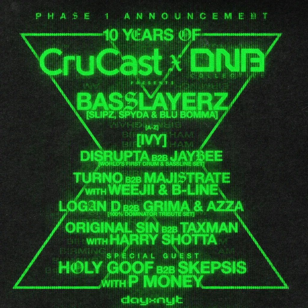 Flyer for DNB Collective X CruCast: A Decade In Motion