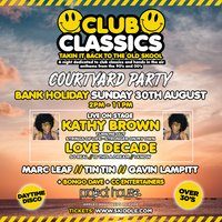 Flyer for Club Classics 90s & 00s Courtyard Party
