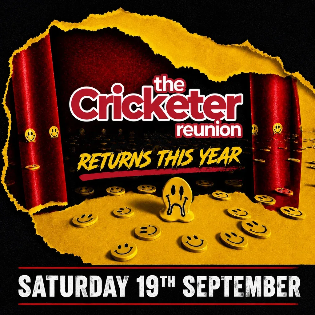 Flyer for The Cricketer Reunion All Day Rave