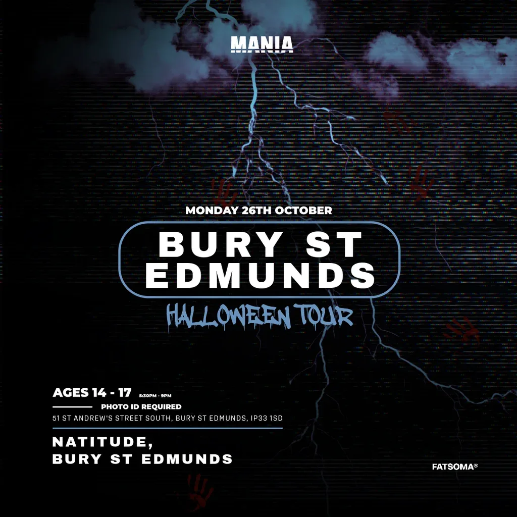 Flyer for Mania U18 Halloween: Bury St Edmunds