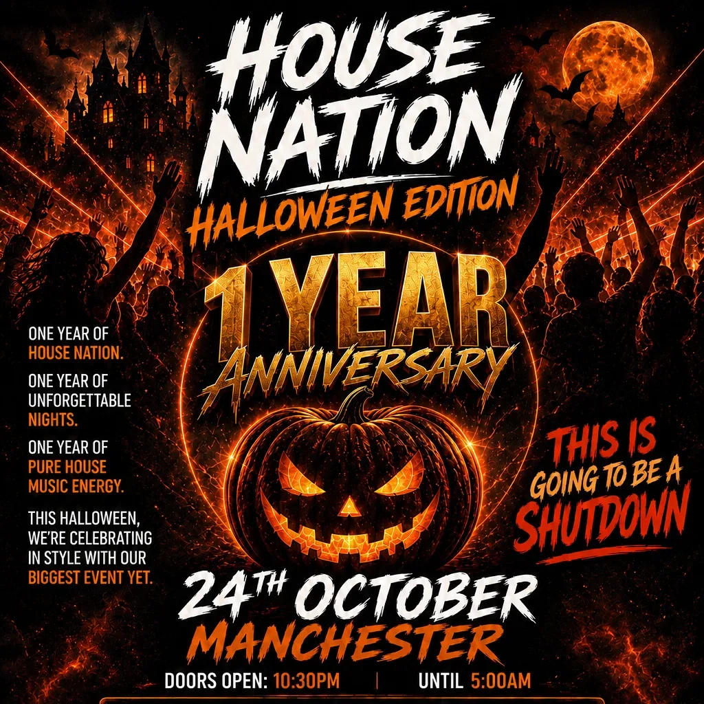 Flyer for House nation Halloween edition/ 1 year anniversary