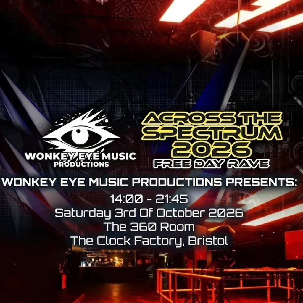 Flyer for Wonkey Eye Music Productions - 360 Degree free Day Rave.