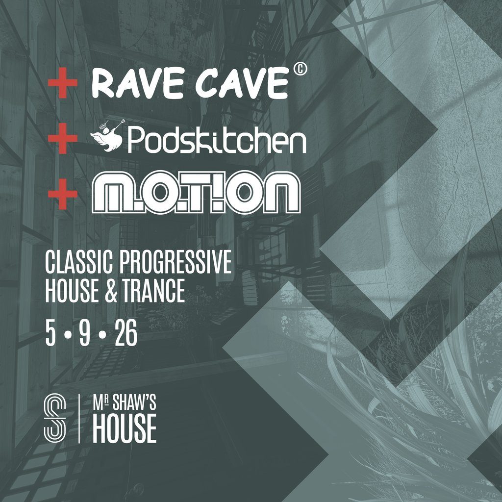 Flyer for RaveCave+Podskitchen+Motion MK2