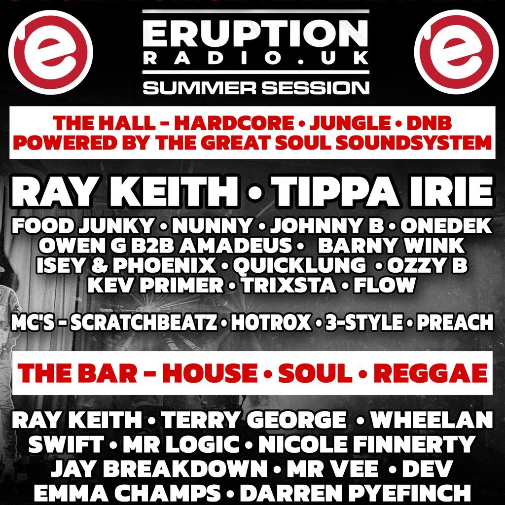 Flyer for Eruption Radio UK Summer Session