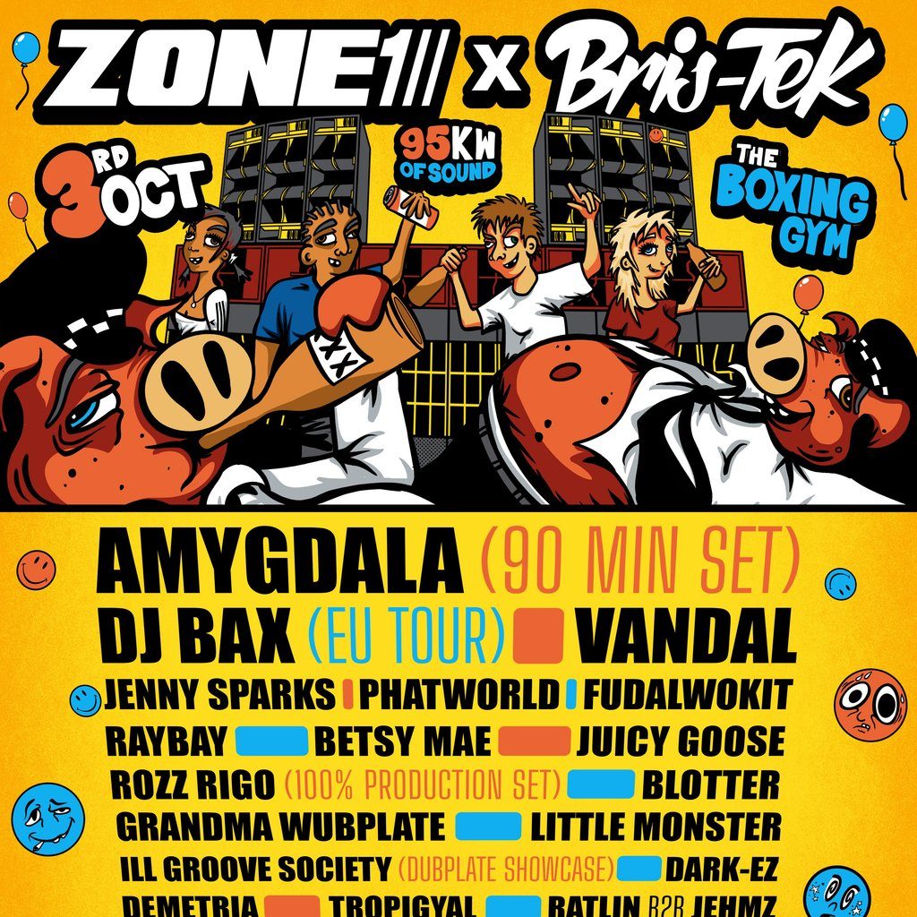 Flyer for Bris-Tek x Zone 1 Birthday Bash