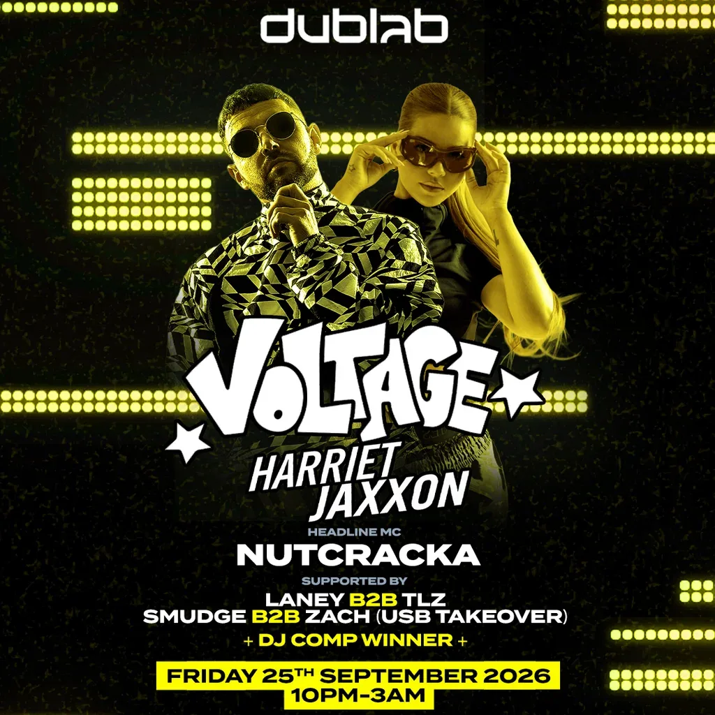 Flyer for Dublab: Voltage & Harriet Jaxxon