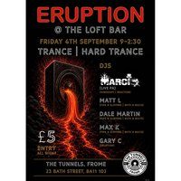Flyer for Eruption Trance & Hard Trance in the Loft Bar
