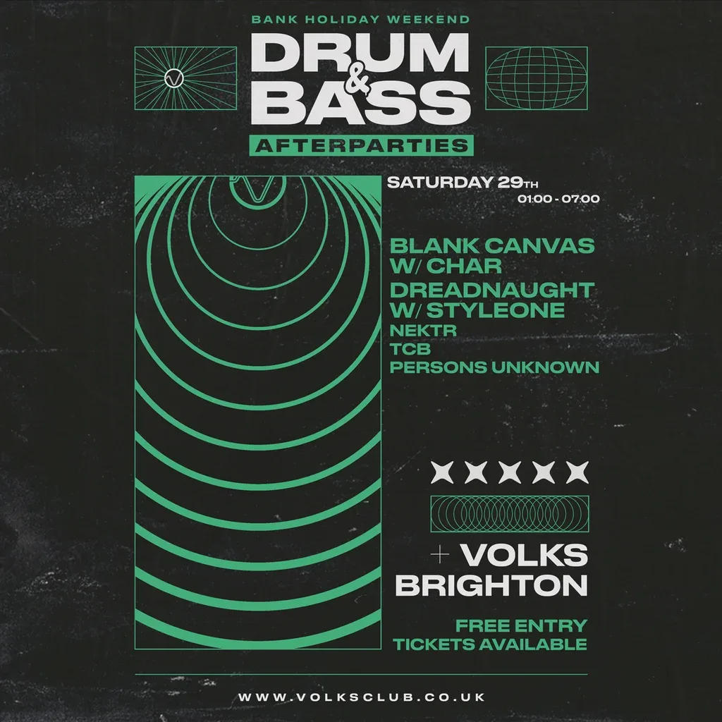 Flyer for Saturday night - Free Entry DNB Session