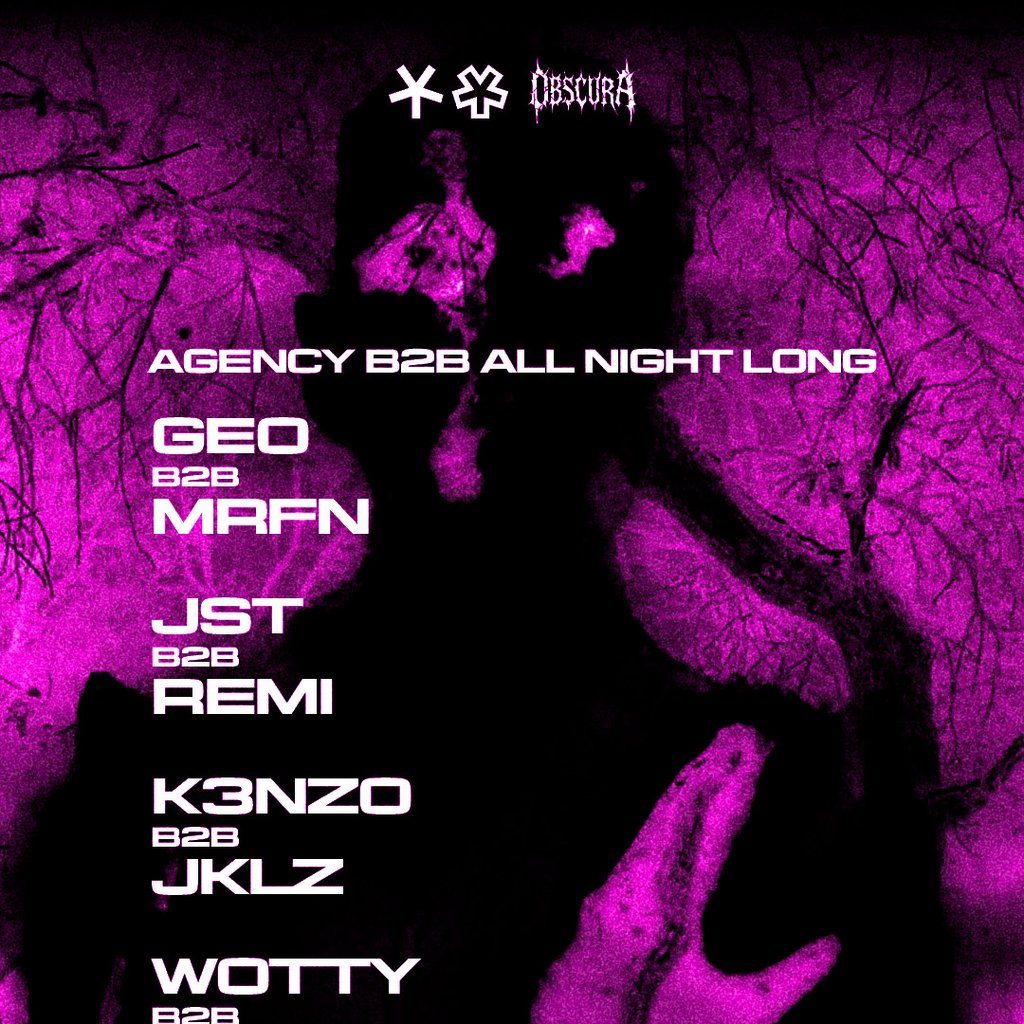Flyer for LOVEHATE x OBSCURA B2B ALL NIGHT LONG