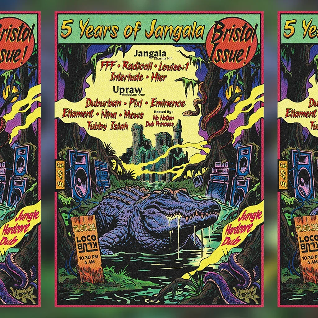 Flyer for 5 years of Jangala : Bristol Issue