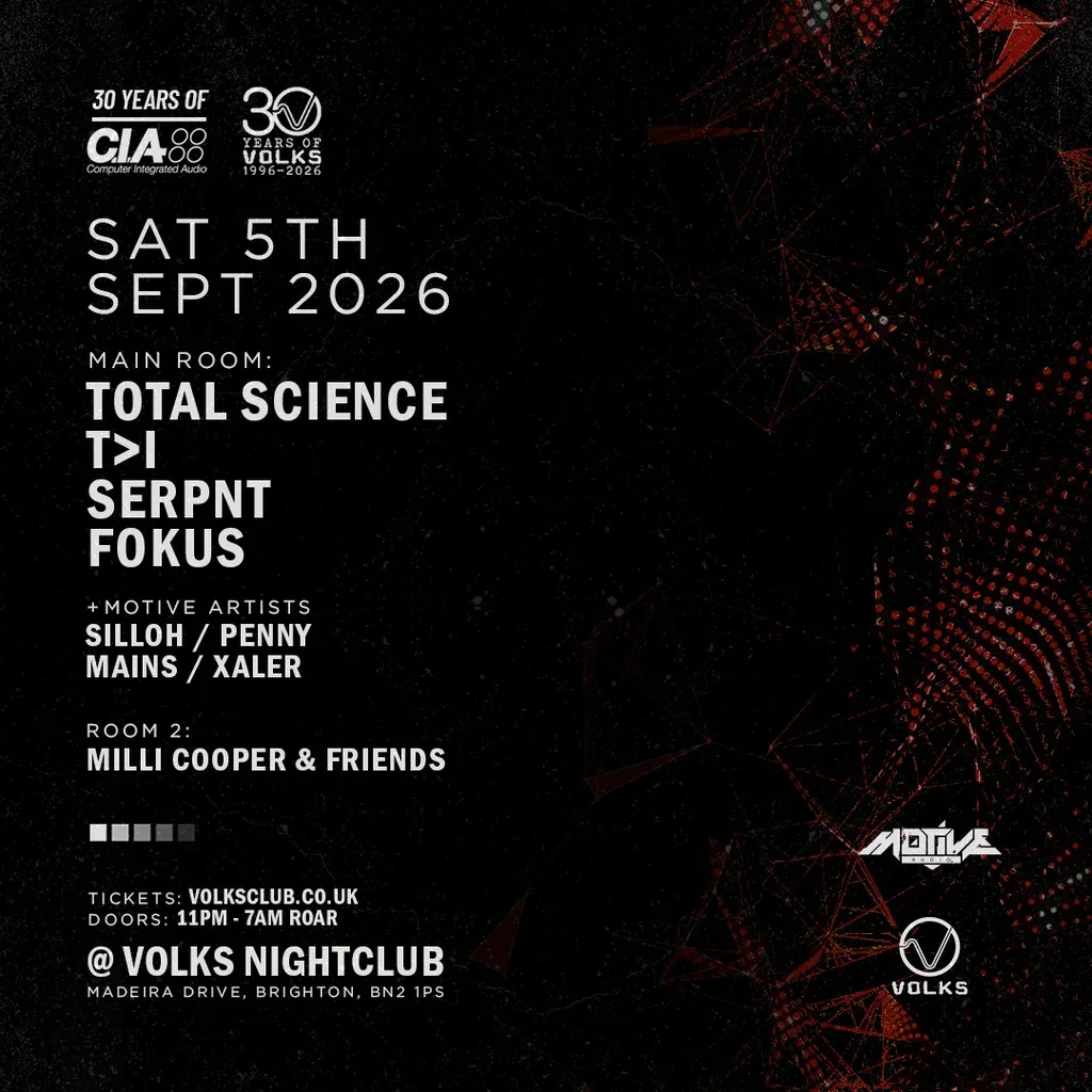 Flyer for 30 years of C.I.A. - Total Science, T>I , Serpnt, Fokus