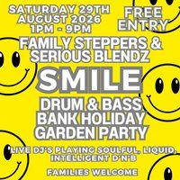 Flyer for Family Steppers x Serious Blendz : Drum & Bass Garden Party