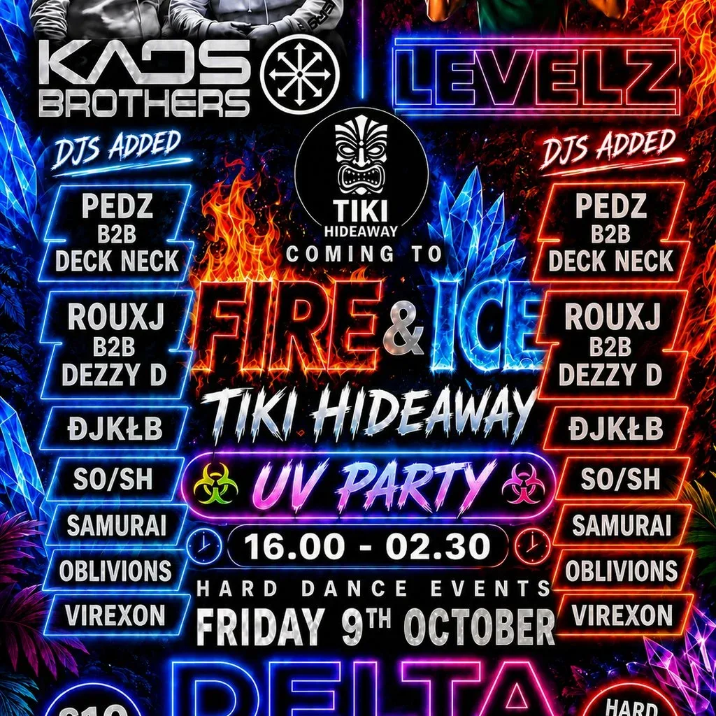 Flyer for DELTA Hardstyle UV PARTY