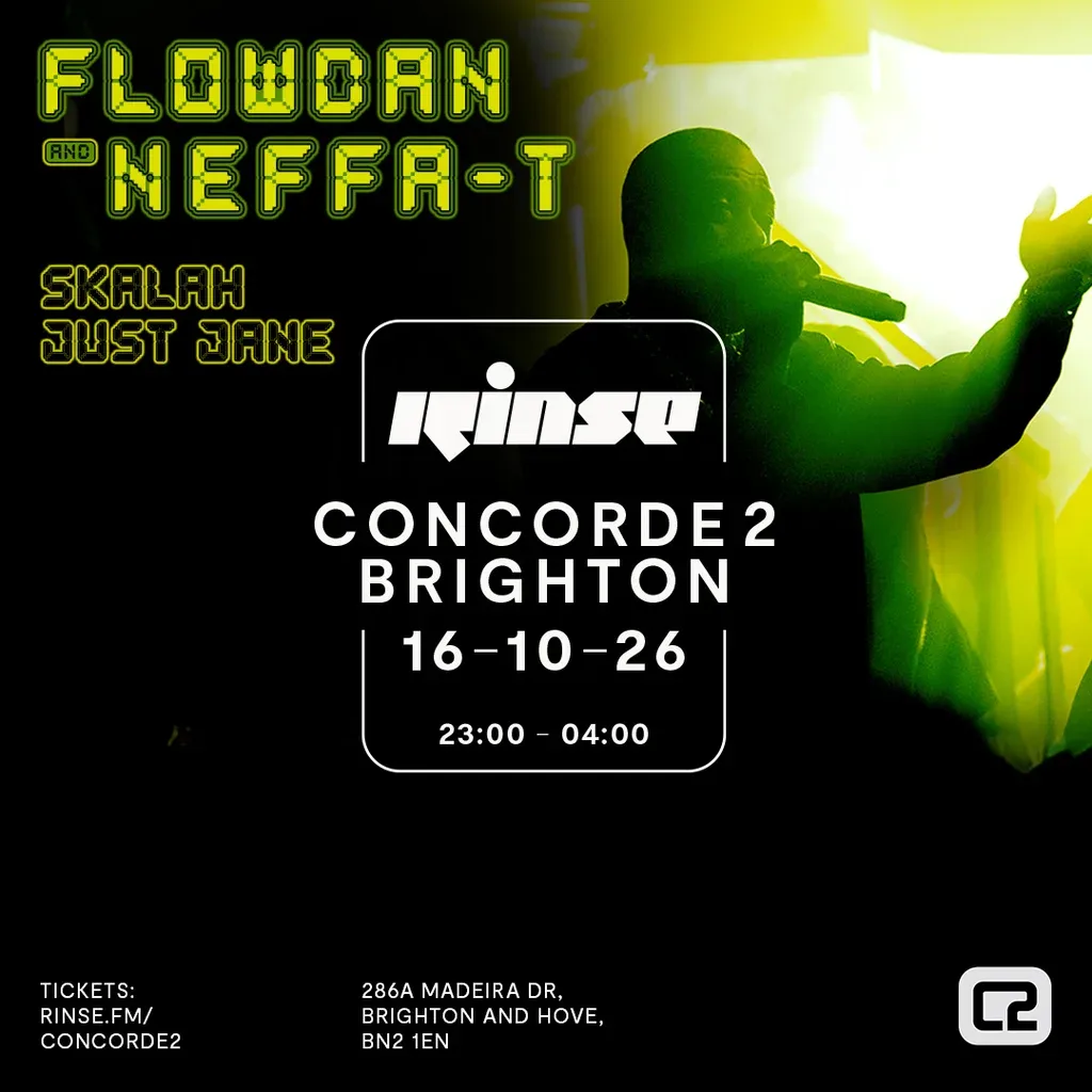 Flyer for Rinse FM Presents Flowdan, Neffa-T & More