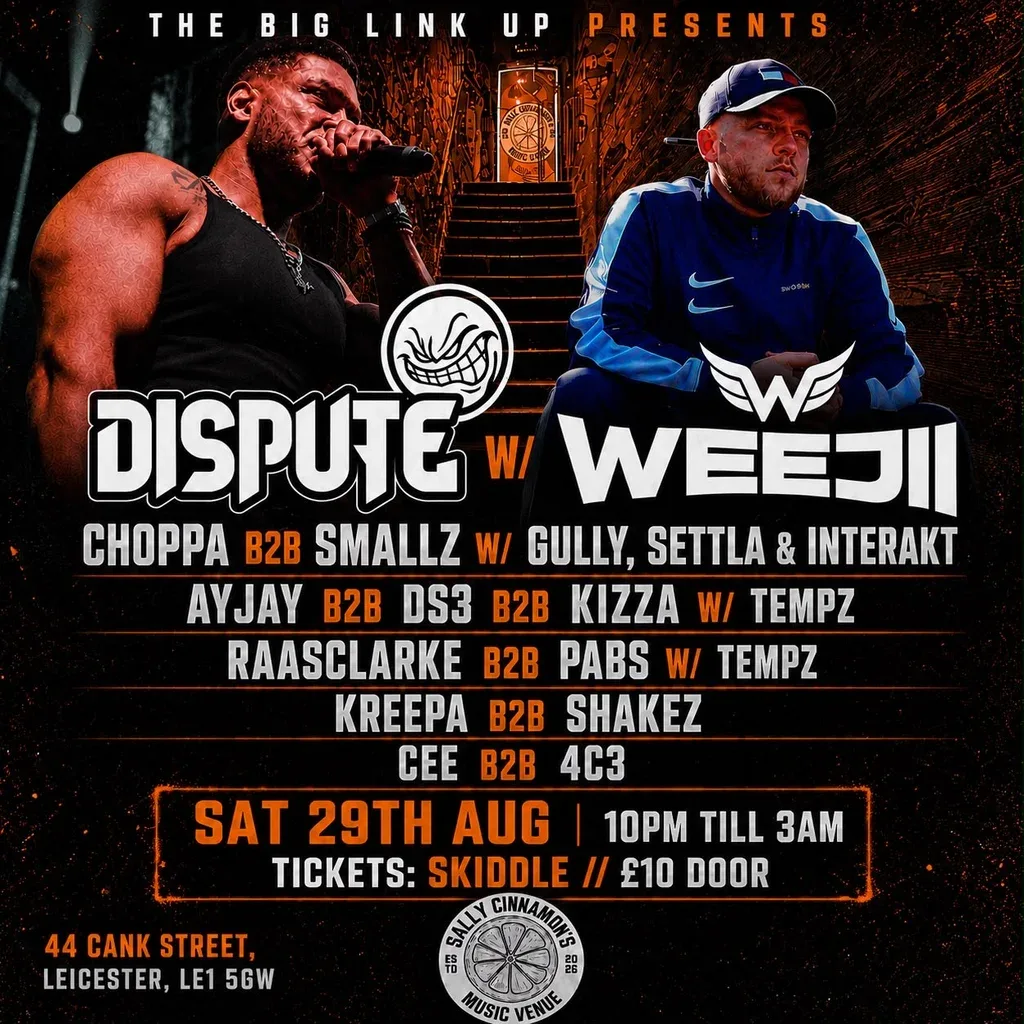 Flyer for The Big Link Up Presents The Afterparty - Dispute and Weejii