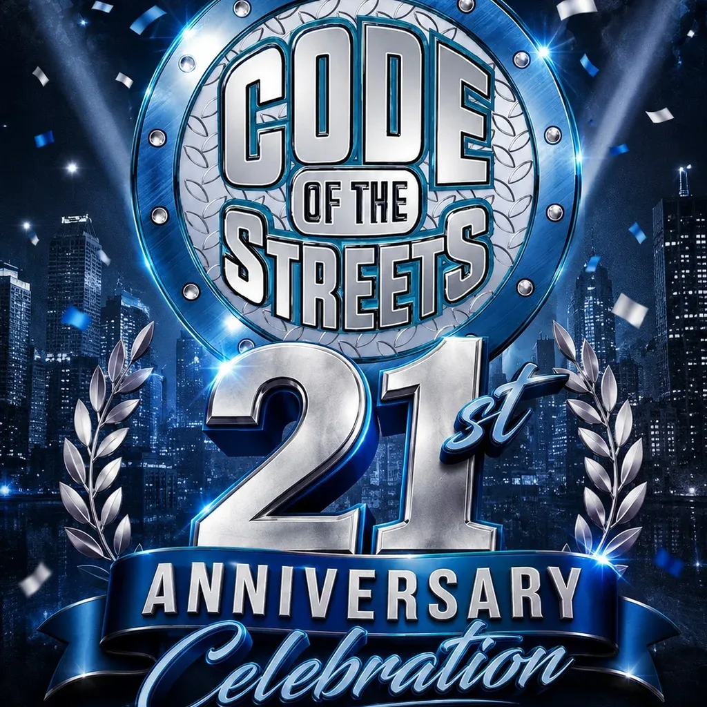 Flyer for Code Of The Streets 21s Anniversary