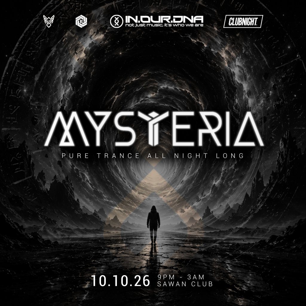 Flyer for Mysteria: Pure Trance, Sawan Nightclub, Plymouth
