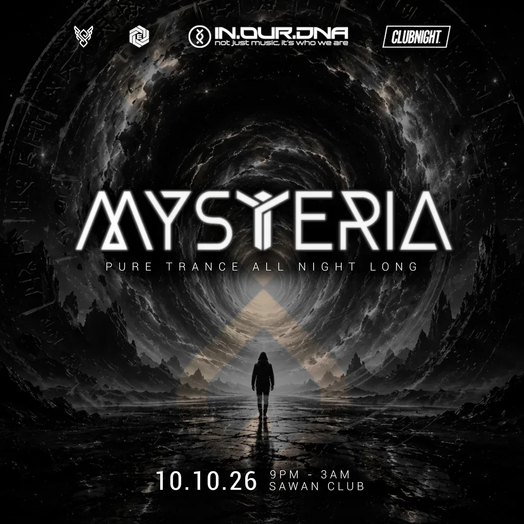 Flyer for Mysteria: Pure Trance, Sawan Nightclub, Plymouth