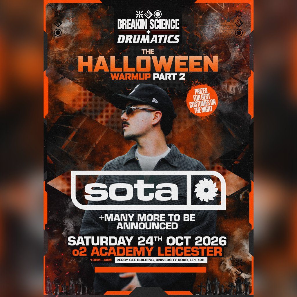Flyer for Breakin Science x Drumatics Leicester | Halloween D&B Warm up
