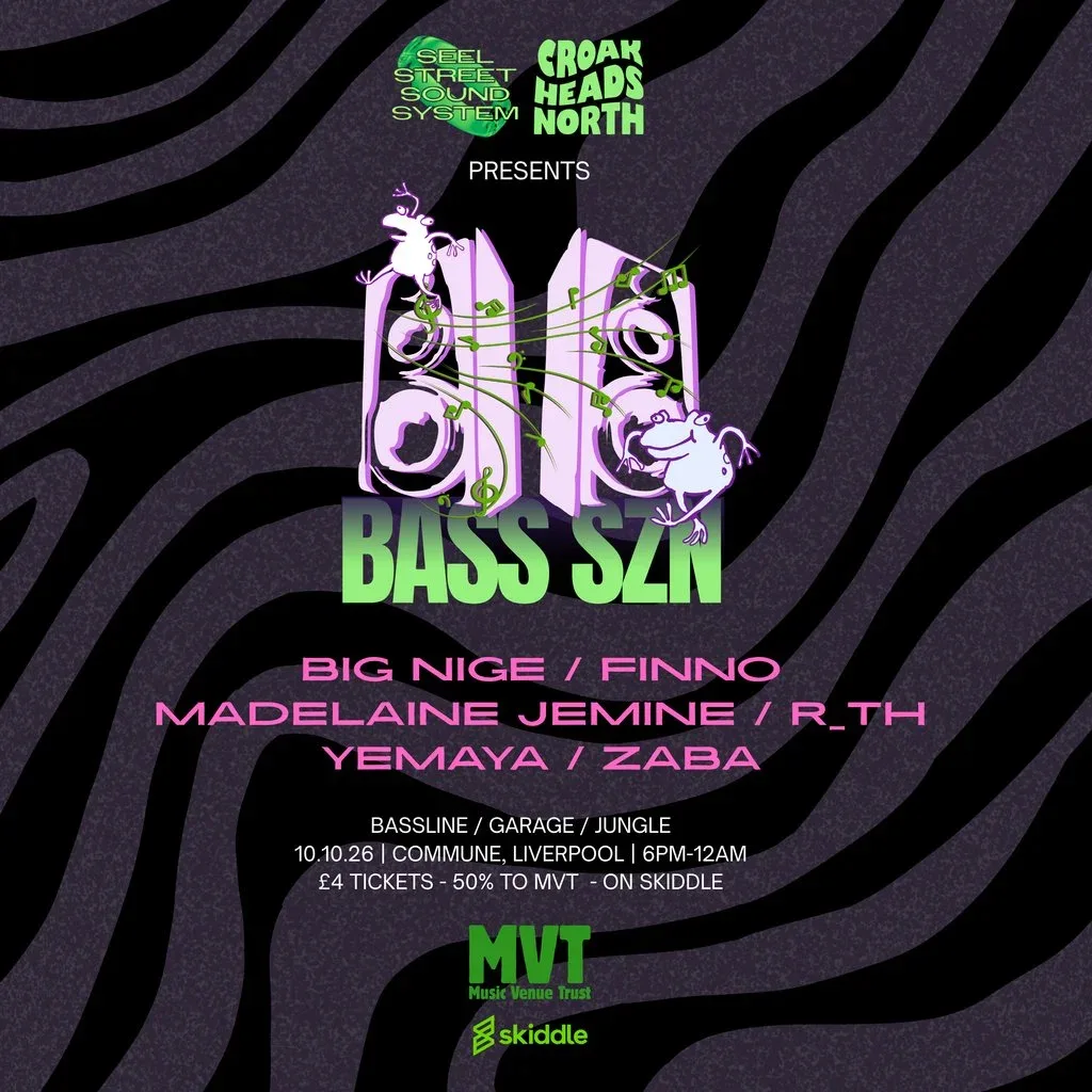 Flyer for Croakheads North x Seel Street Sound System
