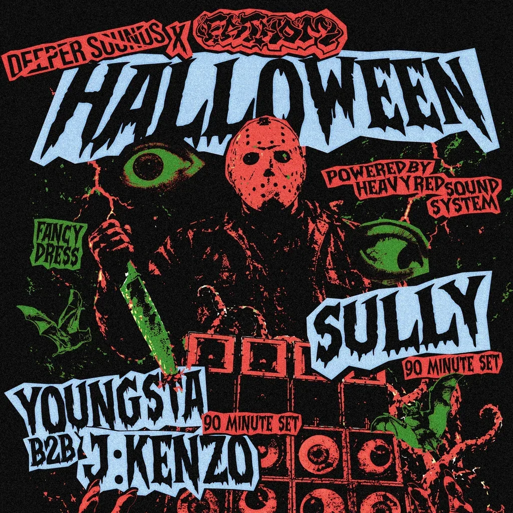 Flyer for FATHOM X Deeper Sounds HALLOWEEN (Sully/J:Kenzo/Youngsta)