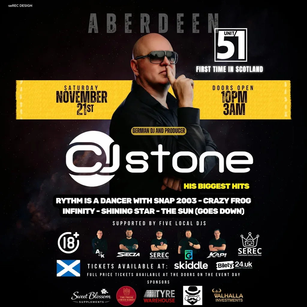 Flyer for CJ Stone in Aberdeen