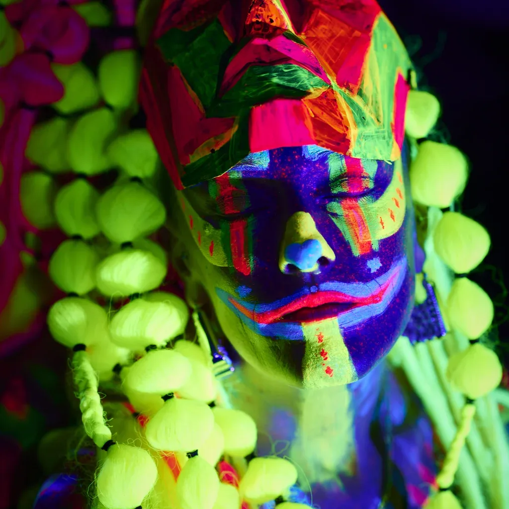 Flyer for Neon Freshers Party. Glow Up! Dance! Get Painted!