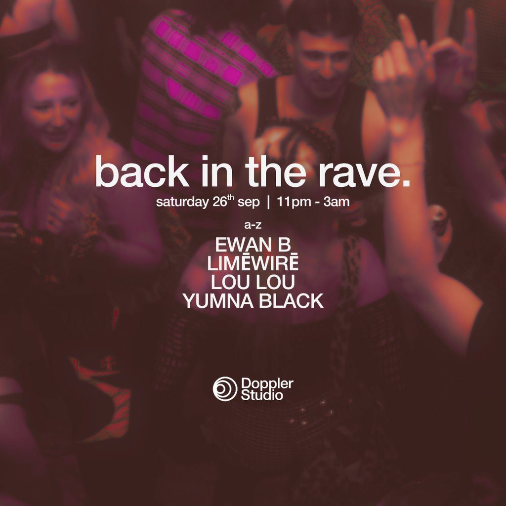 Flyer for BACK IN THE RAVE. @ Doppler Studio