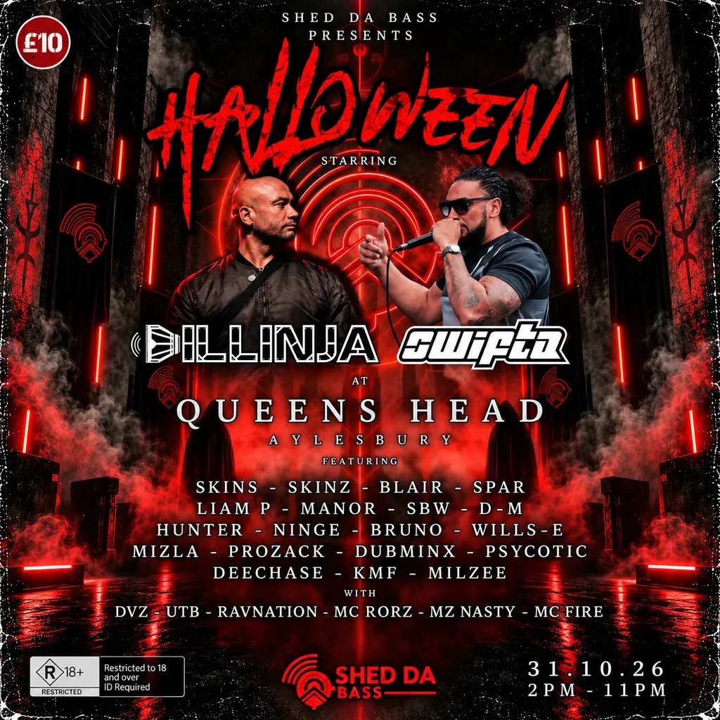 Flyer for Shed Da Bass Halloween Outdoor Special
