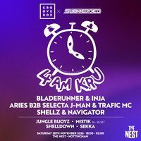 Flyer for 4am Kru, Bladerunner, inja, Groovebox x Submerged at The Nest
