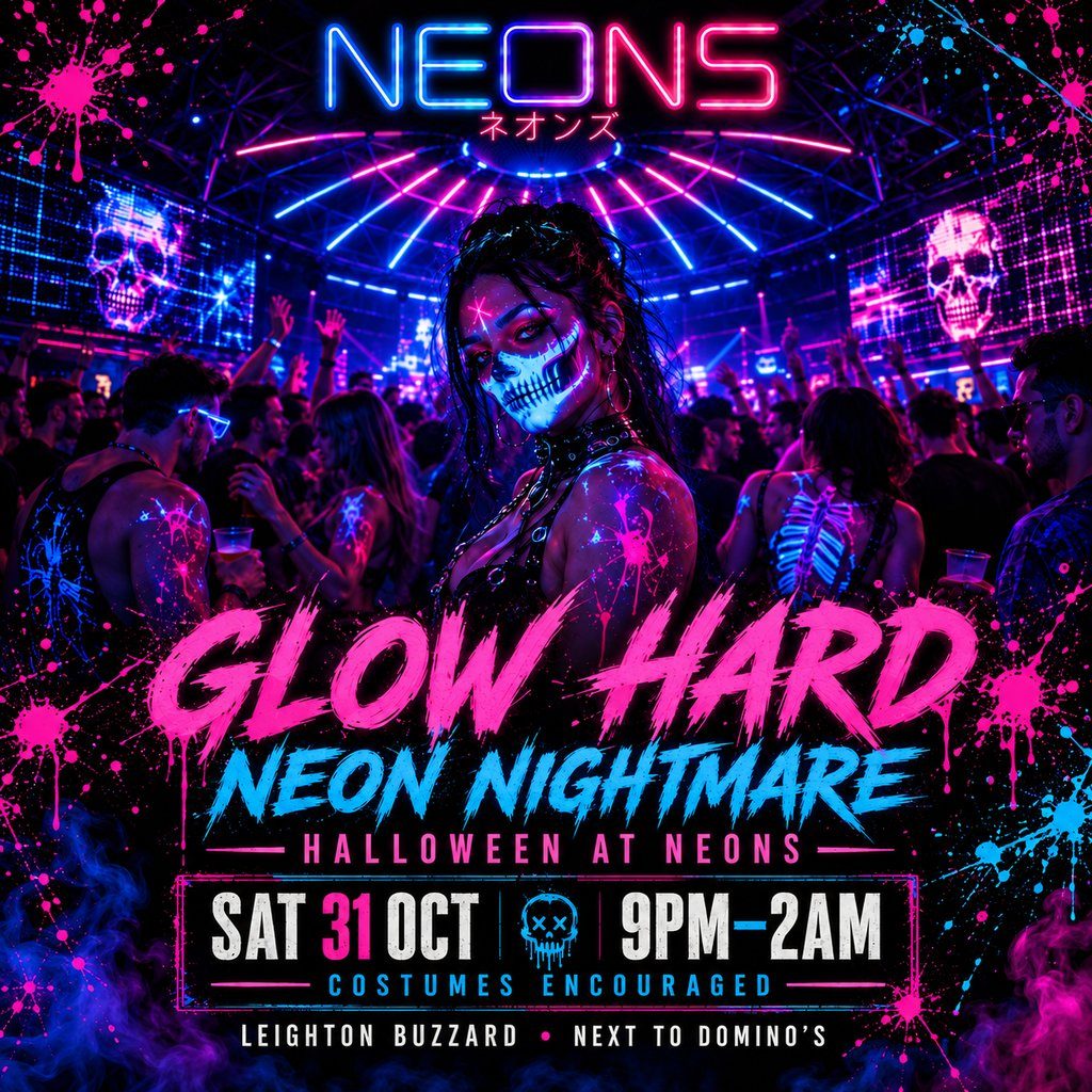 Flyer for NEONS - Glow Hard - Halloween