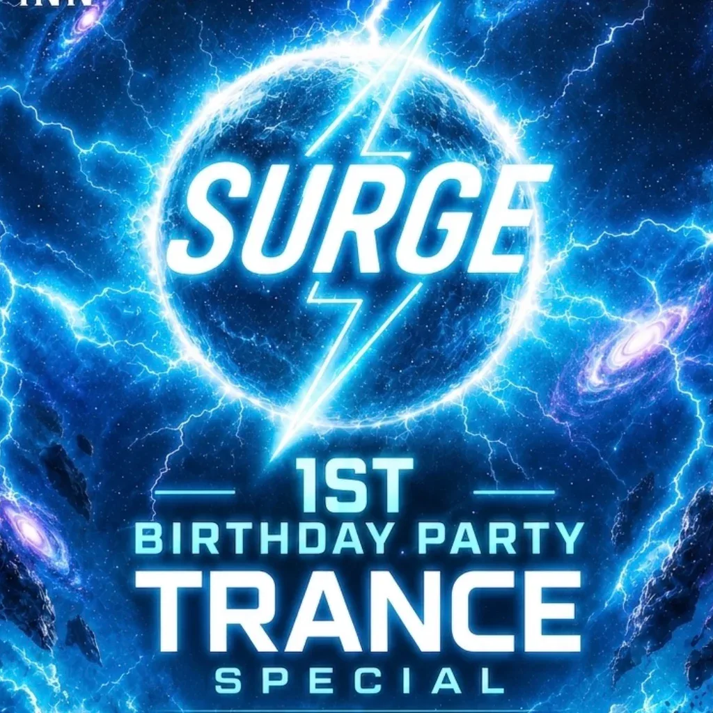 Flyer for SURGE: 1st BIRTHDAY PARTY (TRANCE SPECIAL)
