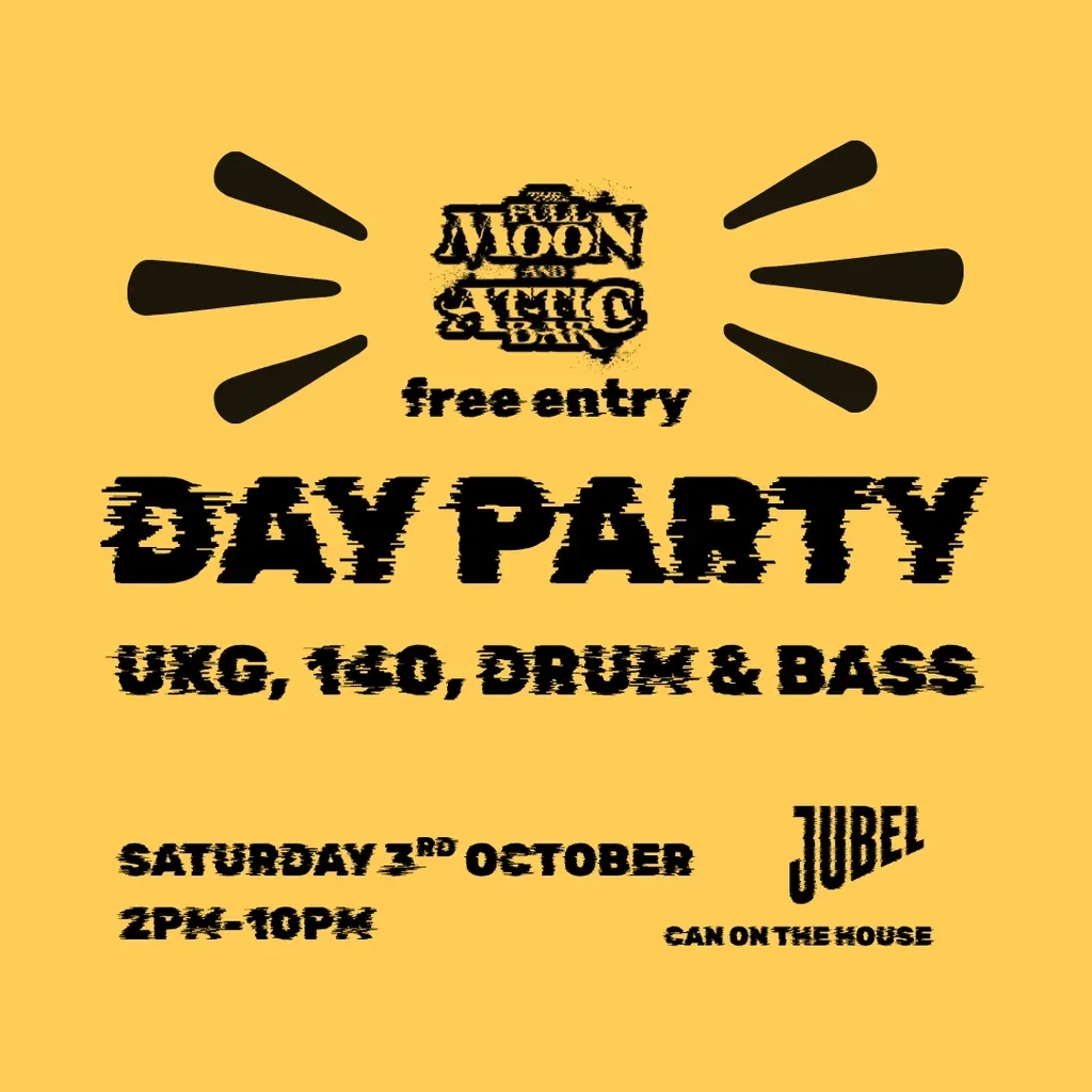 Flyer for Full Moon Day Party: UKG, 140, DRUM & BASS