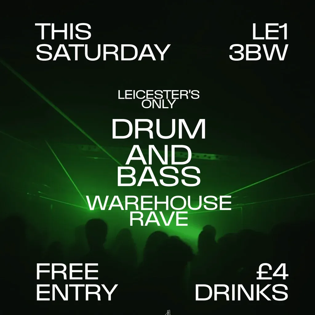 Flyer for DNB WAREHOUSE RAVE | Free entry | £4 Drinks