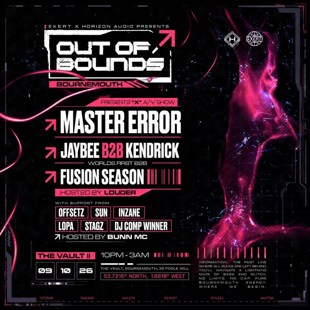 Flyer for Horizon Audio x Exert Records: Out of Bounds
