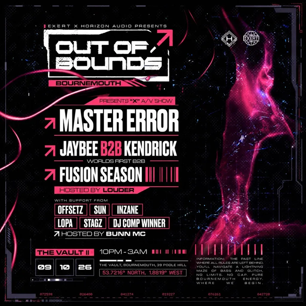 Flyer for Horizon Audio x Exert Records: Out of Bounds