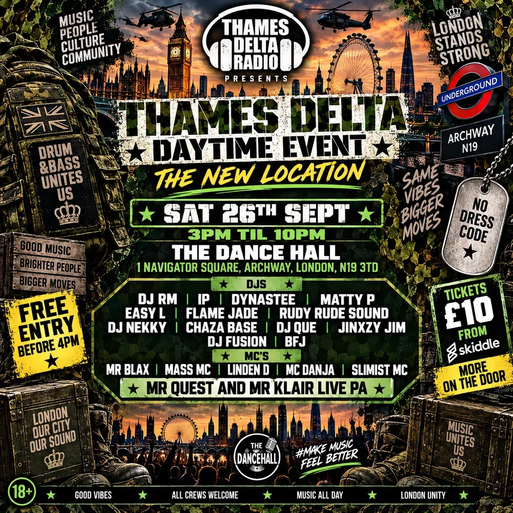 Flyer for Thames Delta Daytime Event (The New Location)