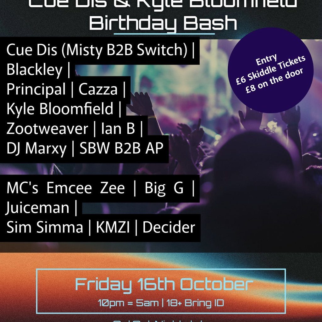 Flyer for Improper records / Cue dis and Kyle Bloomfield bday