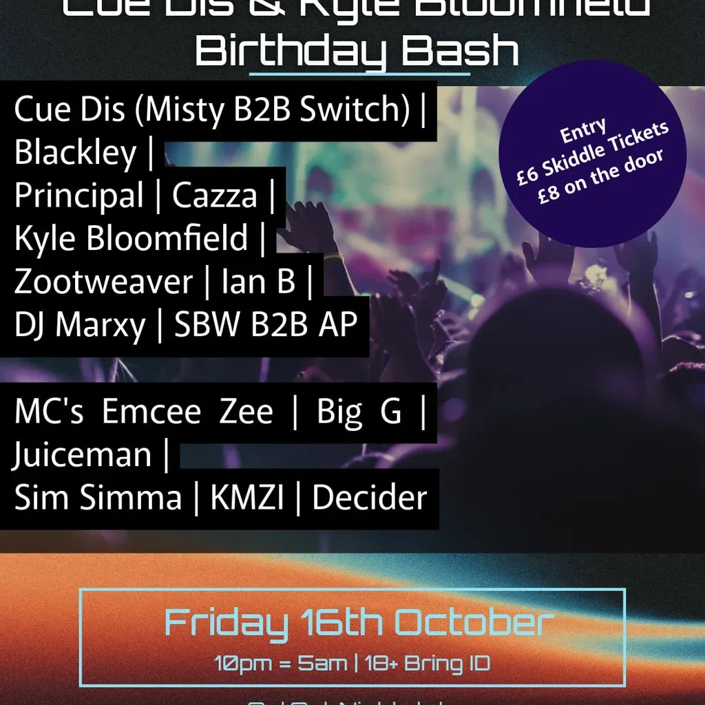 Flyer for Improper records / Cue dis and Kyle Bloomfield bday