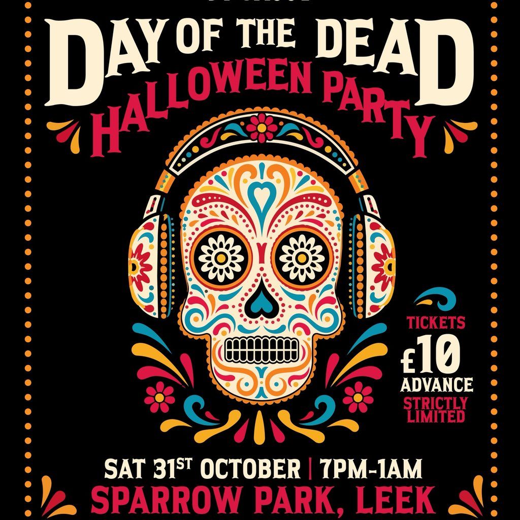 Flyer for SpunOut presents: Day of the Dead Halloween Party