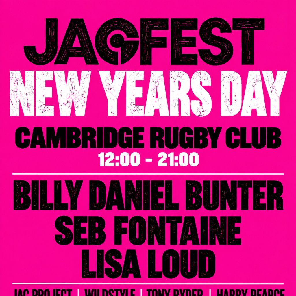 Flyer for JACFEST New Years Day Cambridge