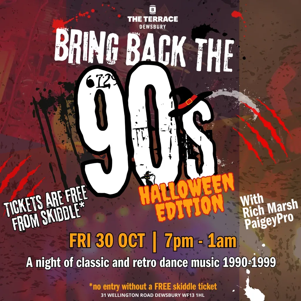 Flyer for Bring back the 90s - Halloween Edition (Free event*)