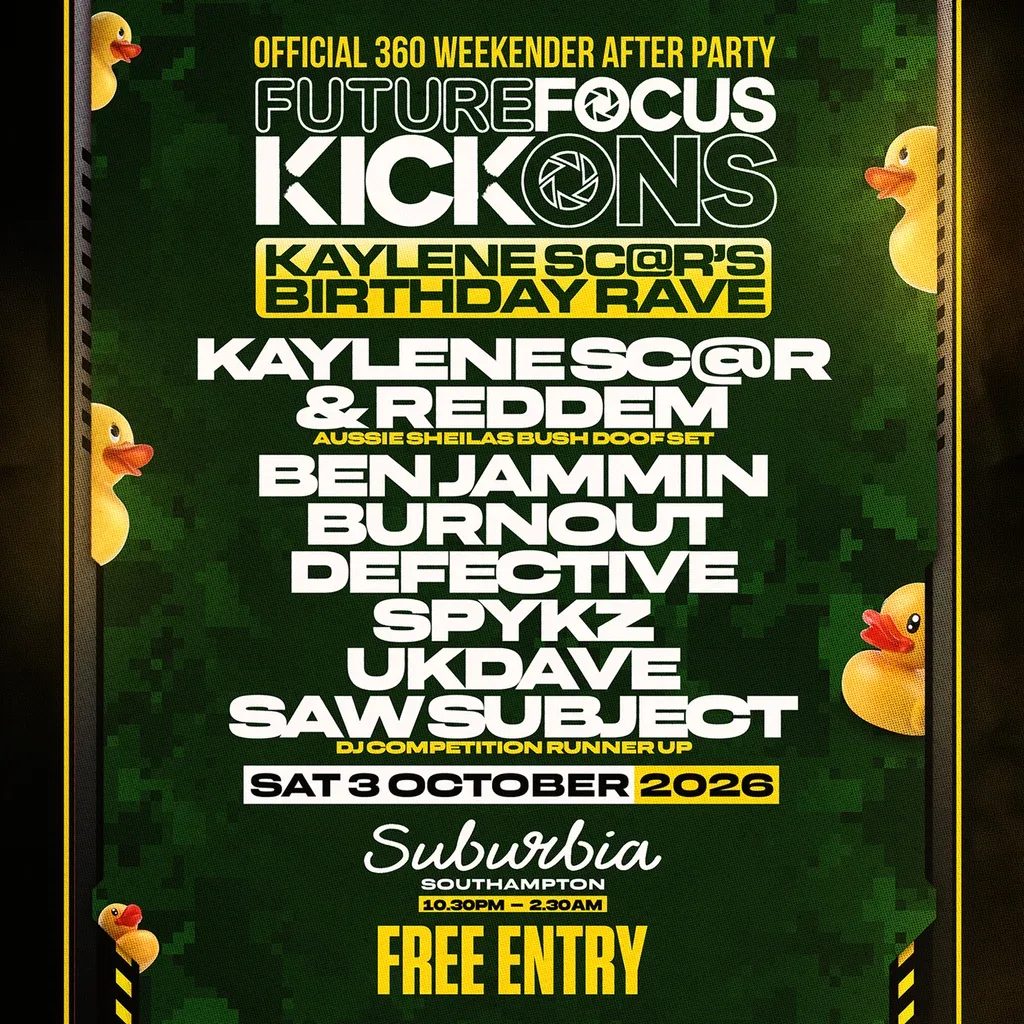 Flyer for Future Focus: Kick-Ons After Party | KAYLENE SC@R Birthday Bash