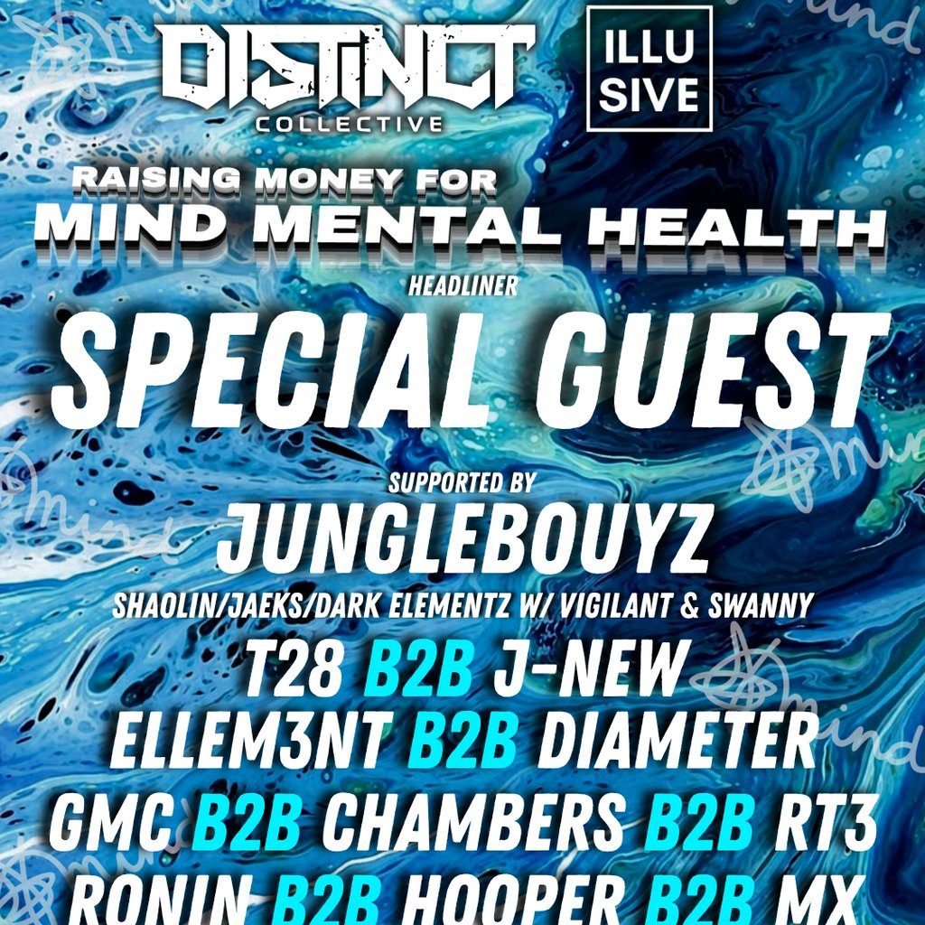 Flyer for Illusive X Distinct charity rave for Mind